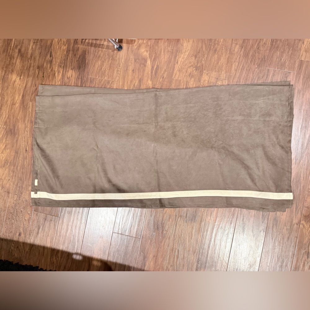 Brown Curtain Panel with Cream Accent Trim